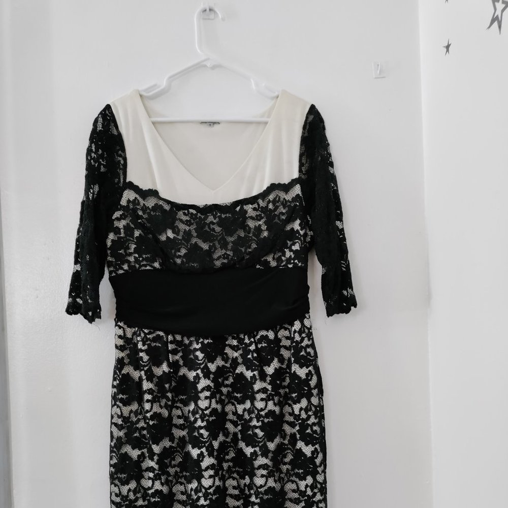 Kyonna Ivory (white) with black lace overlay